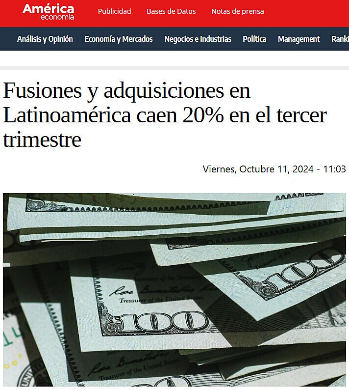 Fusiones y adquisiciones en Latinoamrica caen 20% en el tercer trimestre